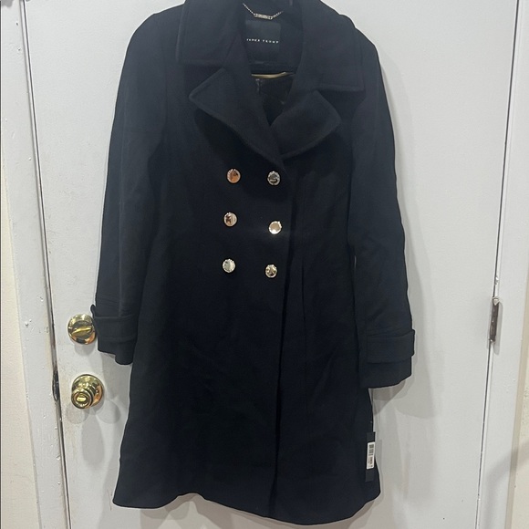 Ivanka Trump Black Pea Coat with Silver Buttons